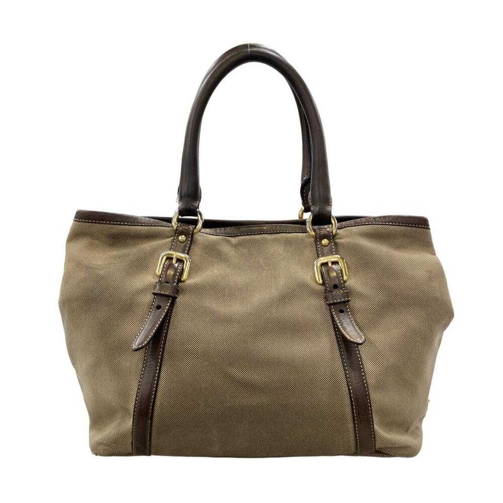 Prada Logo Jacquard Tote Shoulder bag brown leather - Picture 2 of 6